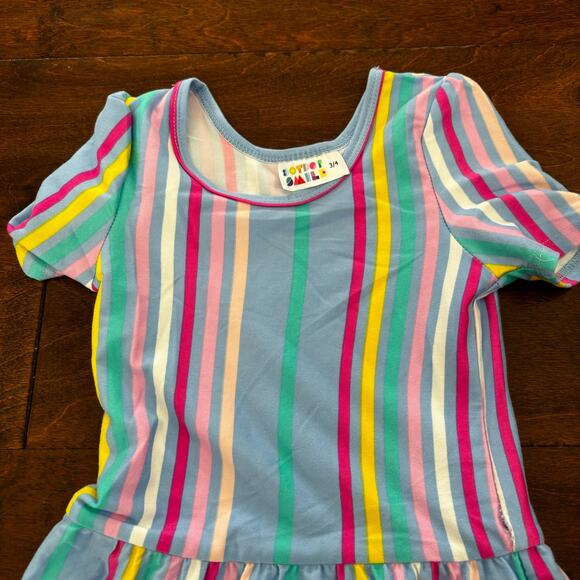 Dot Dot Smiles Girls 3t 4t Short Sleeve Striped Dress - Picture 3 of 6